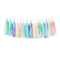 5er-Pack Modell Neon-Film Bunte Große Papierquasten Schillernde Blumen Bänder Hochzeitsraum-Dekoration Party-Dekorationszubehör