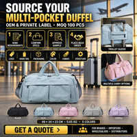 Sac de sport de voyage OEM personnalisé avec compartiment à chaussures, séparation humide/sec et pochette pour trolley, idéal pour les week-ends et le fitness