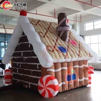 Maison de Noël gonflable en forme de maison de pain d'épices 4x3m, nouvelle grotte gonflable du Père Noël 2026, fabriquée en tissu Oxford