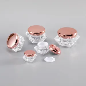 5g 10g 15g 20g 30g oro rosa a forma di diamante cura della pelle imballaggio del prodotto vasetto di crema cosmetica vuoto in plastica acrilica