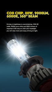 Ampoules de phare LED de voiture automatique super lumineuses de haute qualité OEM UG4 4500LM * 2 H1 H3 H7 H11 9005 9006 H4 H13 IP67 éclairage LED - Product Image 3