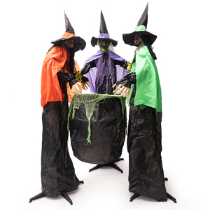 Statuetta di Tre Streghe che Mescolano il Pentola per Casa Stregata di Halloween, Fantasma Luminoso Elettrico a Induzione per Cortile Esterno - Product Image 1