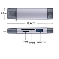 Hub USB3.0/Tipo C 6 en 1 de Aluminio, 5 Gbps, Lector de Tarjetas Micro SD de 2 TB, Adaptador USB OTG, Unidad Flash, para PC, Portátil, Teléfono Móvil, RoHS