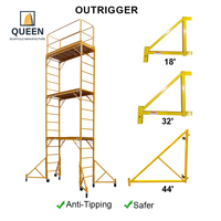 Échafaudage mobile pliable en acier LINYI QUEEN de 18 pieds avec garde-corps de sécurité haute résistance et plateforme de travail à vérins