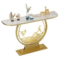 Table console d'entrée en pierre de quartz et métal, style chinois moderne et minimaliste, haut de gamme, multifonctionnelle, nouvelle collection
