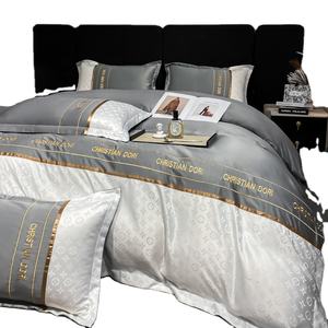 Vente en gros d'aide au sommeil personnalisée Ensembles de literie en <span class=keywords><strong>soie</strong></span> de luxe Logo de broderie Ensemble de quatre pièces Ensembles de literie Collections - Product Image 4