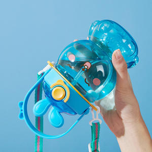 Gourde créative QX en forme de lapin, écologique, portable, pour le camping en extérieur, avec paille rabattable pour boire directement, pour enfants - Product Image 2