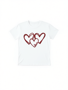 T-Shirt da Donna con Stampa a Cuore per San Valentino, Manica Corta, Collo Tondo, Casual, Leggera, 100% Cotone Jersey, Primavera Estate - Product Image 1