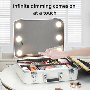 Chuyên nghiệp Train trường hợp cho cô gái nghệ sĩ trang điểm, du lịch trang điểm Trường hợp với LED ánh sáng gương, trang điểm công cụ hộp - Product Image 6