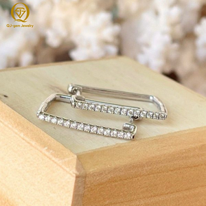 Geometric <b>Square</b> Minimalist <b>Earrings</b> 10k Gold VVS Lab Grown <b>Diamond</b> Women Girls Hoop <b>Earrings</b> IGI Certified Fine Jewelry Gifts - Product Image 1