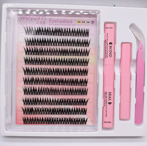 Beginner Friendly DIY High Quality <strong>Eyelash</strong> Extension Kit Home Use Wispy Cluster Lashes Lash <strong>Glue</strong> Remover Tweezers Korean PBT Box - Product Image 2