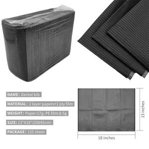 13 "<span class=keywords><strong>X</strong></span> 18" bavoir dentaire 3 plis tissu jetable noir tatouage Pad médical étanche Pe <span class=keywords><strong>film</strong></span> plastique pour bavoir dentaire - Product Image 2