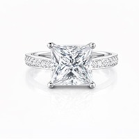Anillo de Compromiso SGARIT de Lujo con Diamante Cultivado en Laboratorio, Corte Princesa, Oro de 18K, Certificado IGI, Color D, Claridad VVS, 1-2ct, para Mujer