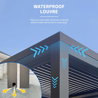 Pergola Bioclimatique de Luxe Électrique, Étanche, en Aluminium, Motorisée, pour Jardin et Extérieur, Pavillon Métallique Moderne à Lames