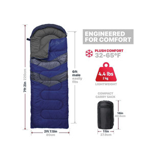 Saco de Dormir Tipo Sobre Woqi para Adultos, 1.3 kg, Ligero, Impermeable, de Poliéster, para Acampar, Viajar y Actividades al Aire Libre - Product Image 3