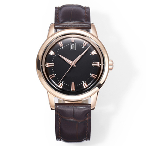 Elegante Reloj de Vestir con Números Romanos Antiguos para Hombre, con Esfera de Agujas, Caja de Acero Inoxidable Negra, Correa de Cuero, Reloj de Cuarzo - Product Image 3