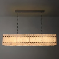 Lustre linéaire en albâtre au design américain épuré, éclairage moderne de luxe rectangulaire pour îlot de cuisine et bar, grand modèle rectangulaire, Espagne