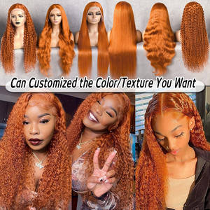 Cheveux bruts vietnamiens bouclés perruques gingembre <span class=keywords><strong>Orange</strong></span> brun couleur perruques cheveux humains avant de lacet sans colle Full HD dentelle frontale perruque pour les femmes - Product Image 3