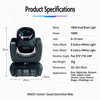 Projecteur de scène professionnel 100W à tête mobile avec contrôle sonore et rotation pour discothèques, salles de réception et événements