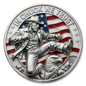 Pièce commémorative Chuck Norris Ranger du <span class=keywords><strong>Texas</strong></span>, style denim rétro, en alliage, médaille en relief, objet de collection, ornement commémoratif, culture de l'action - Product Image 5