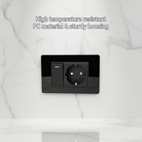 Prise murale électrique Jinmai Switches Factory 118 avec panneau en verre blanc, noir, gris, certification CE, prise murale USB pour l'Europe