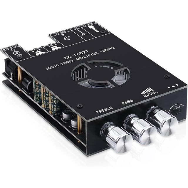 ZK-1602T Bluetooth 5.0 Mini Stereo Amplifier Module 2.0 Channel 160W+160W Power Amp for Home Speakers or Car Amplifiers