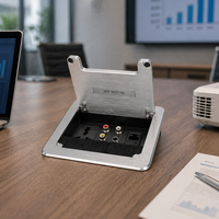 Prise de bureau en aluminium intégrée avec boîtier de câblage RJ45 pour table de réunion et bureau