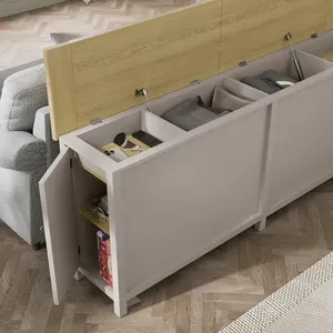 Armoire de rangement de canapé mince derrière avec armoire latérale de conception ouverte profonde et surélevée pour salon ou école - Product Image 6