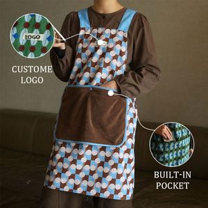 Tablier de cuisine avec poche, logo personnalisé, à porter croisé sur le dos, avec serviette de cuisine amovible et essuyable, pratique - Product Image 2