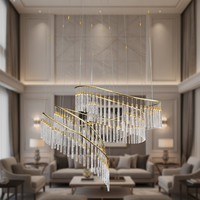 Luminaire en spirale en cristal pour escalier, style industriel contemporain, élégant, moderne, luxueux, doré, à intensité variable, pour bar, hôtel, maison, décoratif
