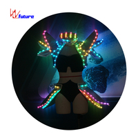 Soutien-gorge LED et jupe lumineuse pour femmes Sexy 1-Piece Nylon Carnival Costumes Custom Fancy Dresses for Raves Parties Glow Dark Feature