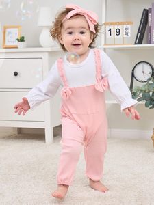 Conjunto de Mono de una Pieza sin Pies de Manga Larga Liso para Bebés Recién Nacidas - Ideal para Cumpleaños - Product Image 2