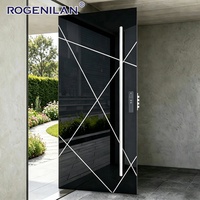 Puerta de Entrada Principal de Aluminio con Vidrio Espejado Insonorizado para Exteriores Rogenilan, Puertas de Seguridad con Cerradura Inteligente