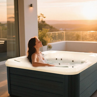 Jacuzzi Exterior Económico y Práctico, Modelo Familiar para 4 Personas, Spa con Cubierta