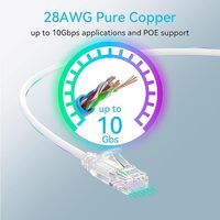 Kabel Patch Ethernet Cat6a Tipis dan Fleksibel 10G 550MHz 28AWG Tembaga Murni Cat6a UTP untuk Kabinet Jaringan