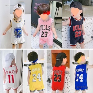 Mono de algodón para bebé con estampado de dibujos animados, sin mangas, tipo <span class=keywords><strong>chaleco</strong></span>, corto, para verano 2022, ropa deportiva unisex para escalada y baloncesto, con hebilla de doble botonadura - Product Image 2