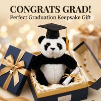 Nuevo Peluche de Panda de Graduación de 27 cm, Relleno de Algodón PP, Panda Sentado con Birrete de Doctor, Recuerdo Universitario