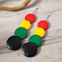 Pendientes de madera hechos a mano con concha de coco natural, estilo rasta africano, pendientes colgantes geométricos de disco redondo, venta al por mayor