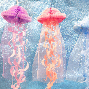 DIY plegable colgante tejido panal medusas papel linterna sirena tema bebé niña cumpleaños fiesta <span class=keywords><strong>Fondo</strong></span> pared Decoración - Product Image 1