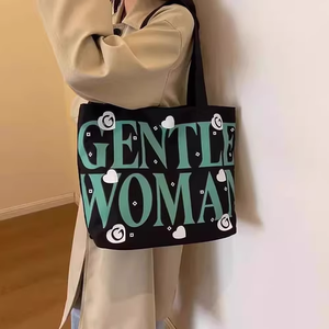 RUISENYAN-<span class=keywords><strong>Sac</strong></span> fourre-tout en toile de niche coréenne pour femmes, grande capacité, motif de lettres, <span class=keywords><strong>fermeture</strong></span> à glissière - Product Image 4