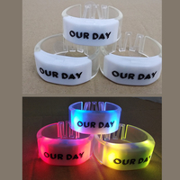 Bracelet LED sans fil à logo personnalisé activé par le son, contrôlé par DMX, bande en ABS/TPU, ajustement réglable, respectueux de l'environnement, pour les fêtes