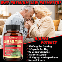 Extrait de palmier nain OEM, 90 capsules, pour la croissance des cheveux, la santé de la prostate, la santé urinaire et le soutien des performances masculines