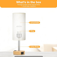Lampe de chevet Marglice pour chambre à coucher - Lampe tactile à 3 niveaux de luminosité, ports de charge USB C et prise secteur, petite lampe pour salon