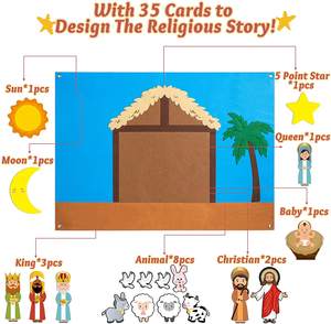 <span class=keywords><strong>Juego</strong></span> Educativo <span class=keywords><strong>de</strong></span> Historias Bíblicas para Niños, Tablero <span class=keywords><strong>de</strong></span> Fieltro con Historias <span class=keywords><strong>de</strong></span> la Natividad <span class=keywords><strong>de</strong></span> Jesús para Niños Pequeños - Product Image 5