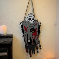 Décoration de porte en bois pour Halloween, pendentif citrouille et fantôme pour fête et décoration intérieure