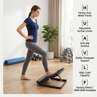 BNcompany Planche inclinée antidérapante en acier robuste 350 kg avec logo personnalisé, pour étirements des mollets, entraînement en salle de sport, durable, moderne, noire, 37x36x20.5cm