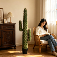 Cactus artificiel en pot, léger, décoratif, vert, pour bureau, salon, intérieur, résistant aux UV