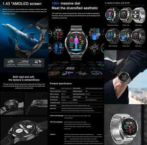 <span class=keywords><strong>Smartwatch</strong></span> ET485 con Schermo Rotondo da 1,43 Pollici, IP68, Chiamate BT, Monitoraggio dell'Ossigeno nel Sangue e della Salute - Product Image 4