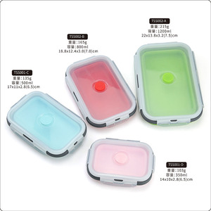 Source Factory Silicone <b>Folding</b> Lunch <b>Box</b> 350ml 500ml 800ml 1200ml Set Rectangle Airtight Food <b>Storage</b> Portable Microwave Safe - Product Image 3