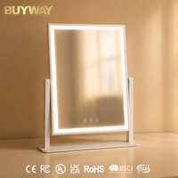Miroir de maquillage HollywoodVanity avec bande lumineuse LED continue, miroir de table blanc avec support inclinable réglable